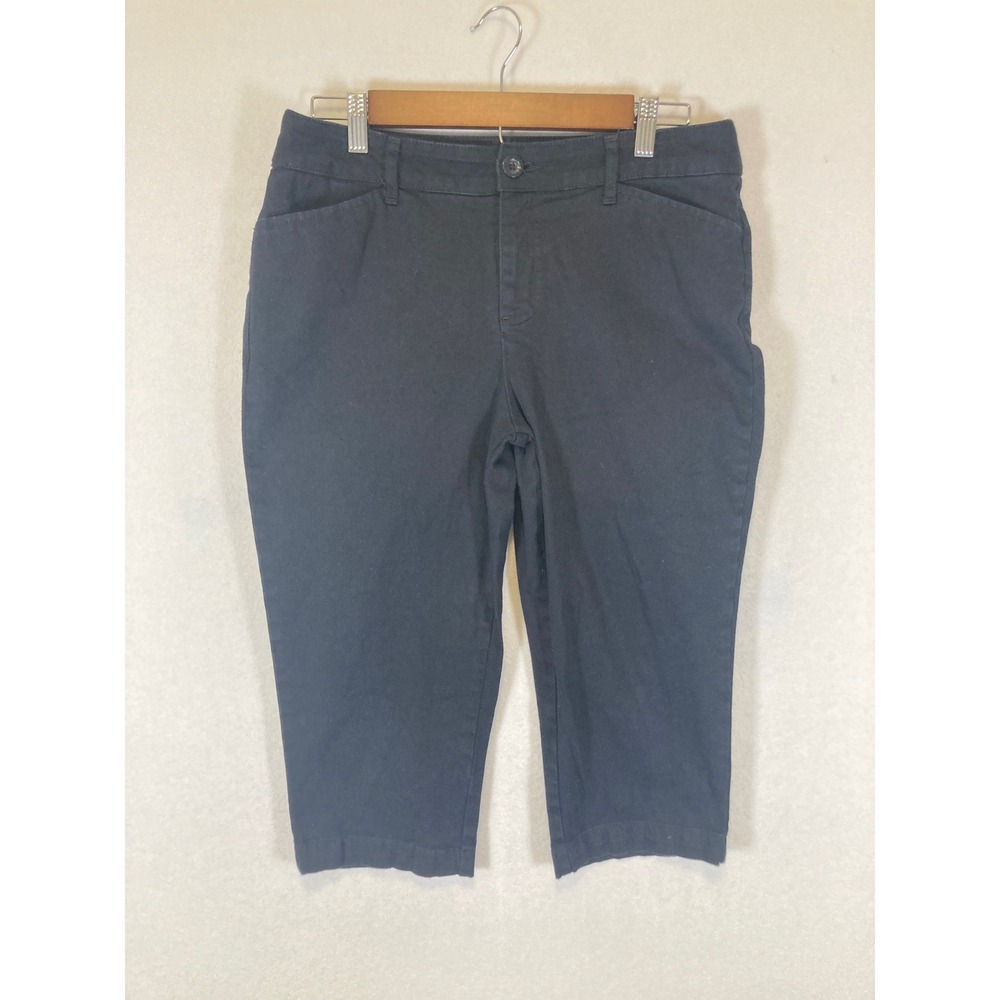 Classic St John's Bay Womens 10 Black Cotton Stretch Mid Rise‎ Capri Pants